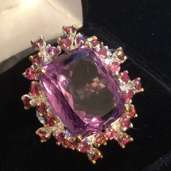 Atlanta Gem & Mineral Show Jewelry - ⭐️Hold Victoria Huge Genuine Amethyst Emerald Cut Ring 120